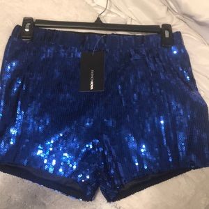 Blue sequin shorts
